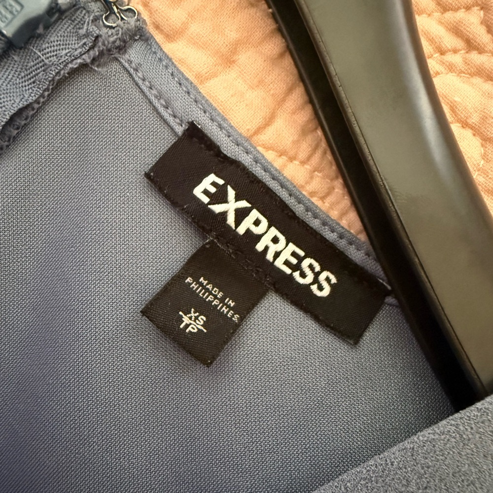 Express Light Blue V-Neck Tie-Waist Jumpsuit - Picture 5 of 5